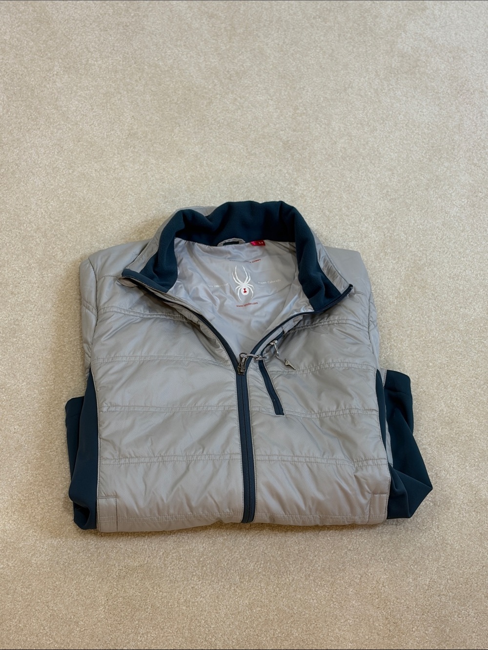 Spyder Light Gray Jacket with Navy Trim